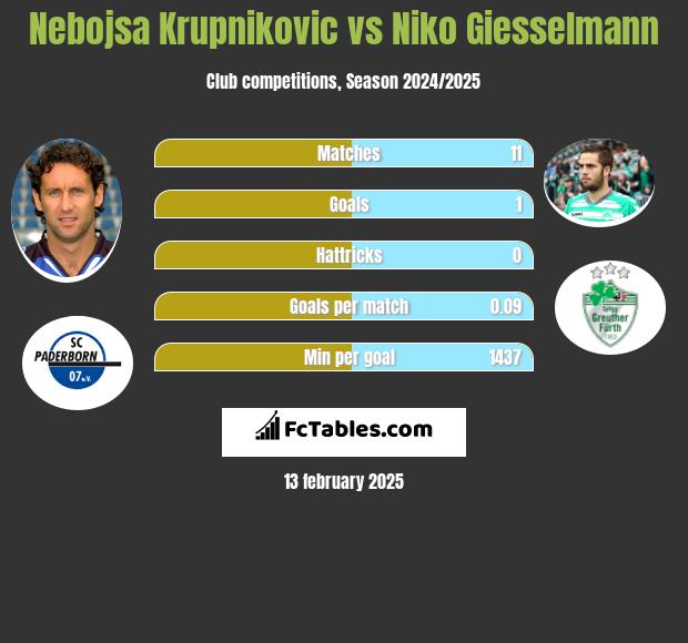 Nebojsa Krupnikovic vs Niko Giesselmann h2h player stats