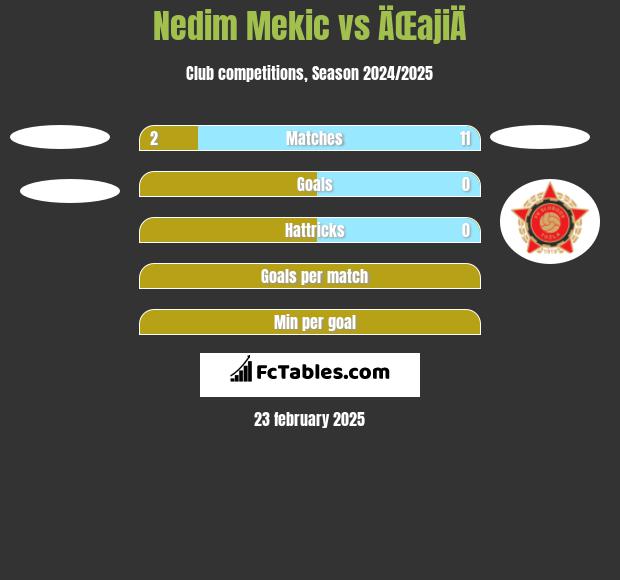 Nedim Mekic vs ÄŒajiÄ h2h player stats