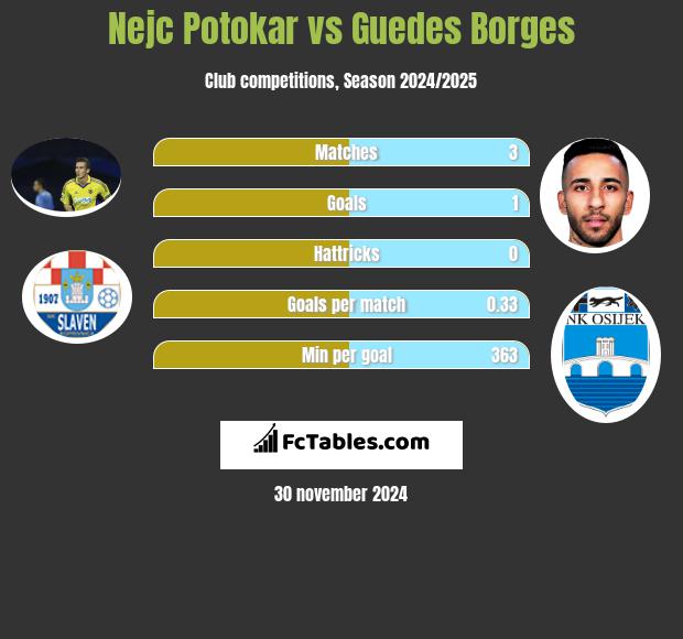 Nejc Potokar vs Guedes Borges h2h player stats