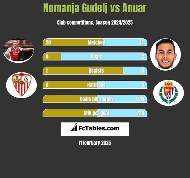 Nemanja Gudelj vs Anuar h2h player stats