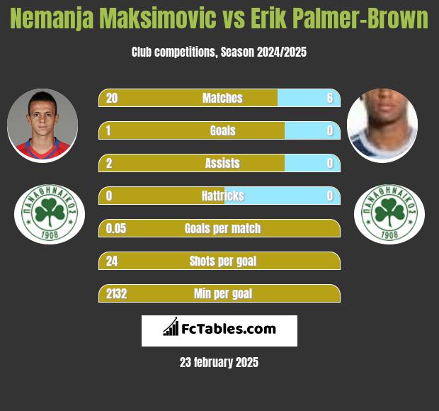 Nemanja Maksimovic vs Erik Palmer-Brown h2h player stats