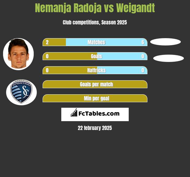 Nemanja Radoja vs Weigandt h2h player stats