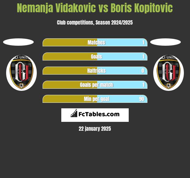 Nemanja Vidakovic vs Boris Kopitovic h2h player stats