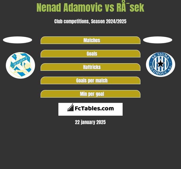 Nenad Adamovic vs RÅ¯sek h2h player stats