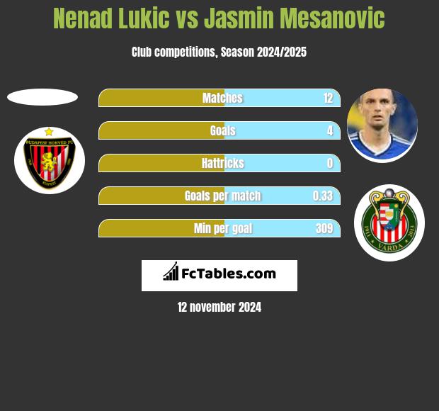 Nenad Lukic vs Jasmin Mesanovic h2h player stats