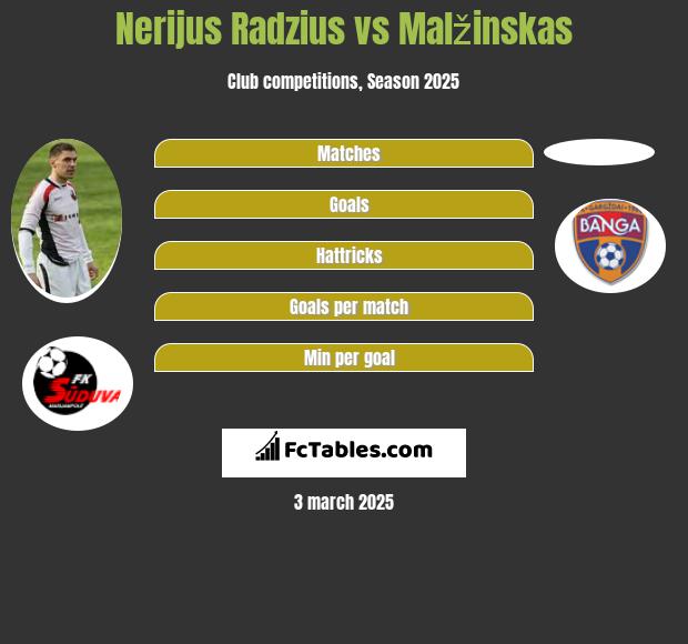 Nerijus Radzius vs Malžinskas h2h player stats