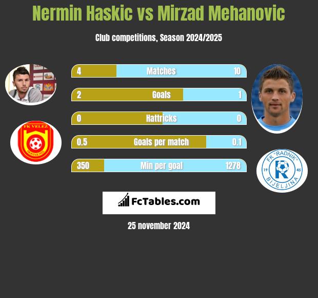 Nermin Haskic vs Mirzad Mehanovic h2h player stats