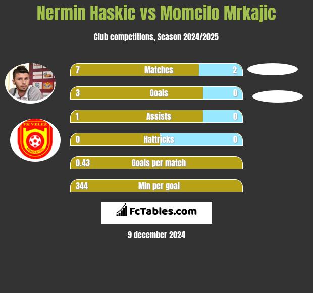 Nermin Haskic vs Momcilo Mrkajic h2h player stats