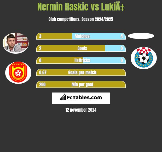 Nermin Haskic vs LukiÄ‡ h2h player stats