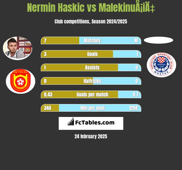 Nermin Haskic vs MalekinuÅ¡iÄ‡ h2h player stats