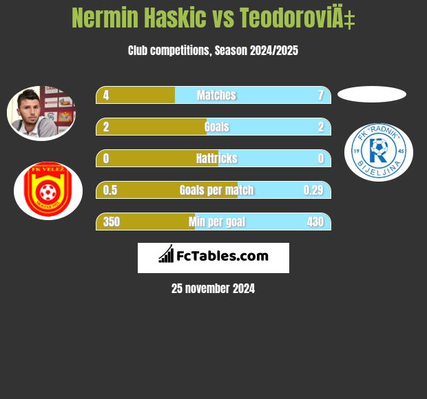 Nermin Haskic vs TeodoroviÄ‡ h2h player stats