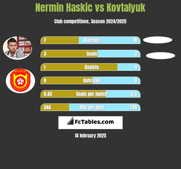 Nermin Haskic vs Kovtalyuk h2h player stats