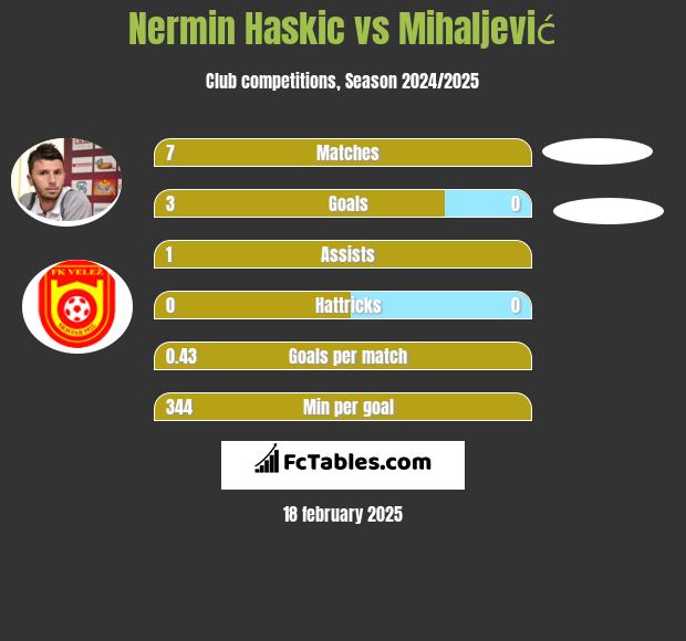 Nermin Haskic vs Mihaljević h2h player stats