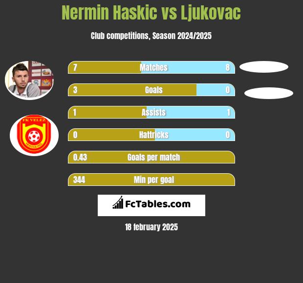 Nermin Haskic vs Ljukovac h2h player stats