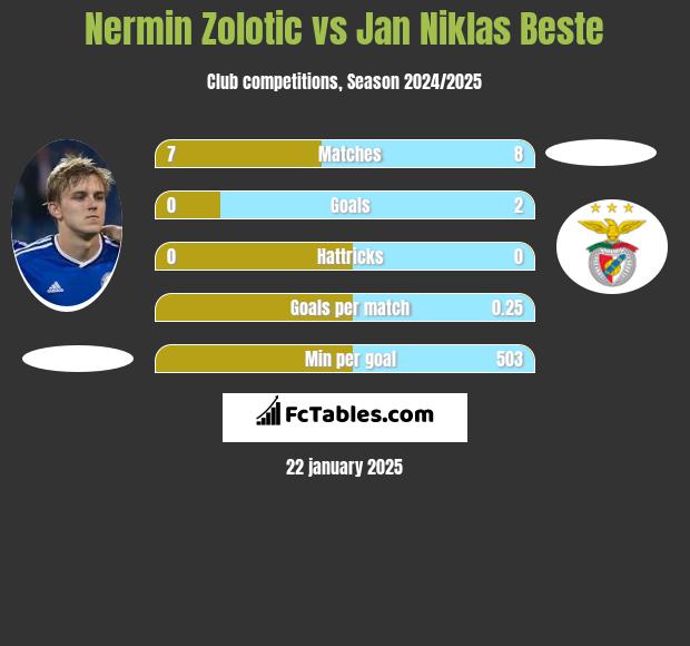 Nermin Zolotic vs Jan Niklas Beste h2h player stats