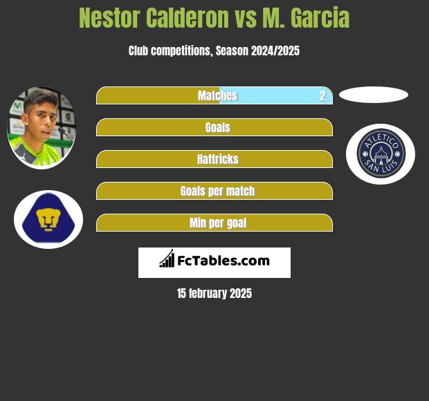 Nestor Calderon vs M. Garcia h2h player stats