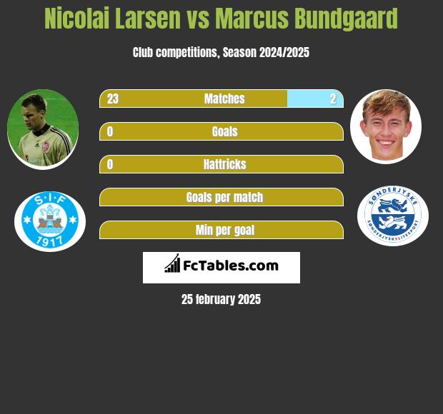 Nicolai Larsen vs Marcus Bundgaard h2h player stats