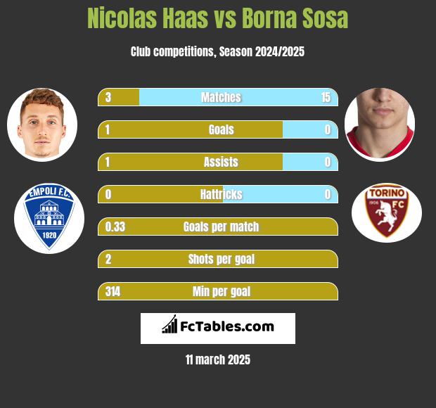 Nicolas Haas vs Borna Sosa h2h player stats