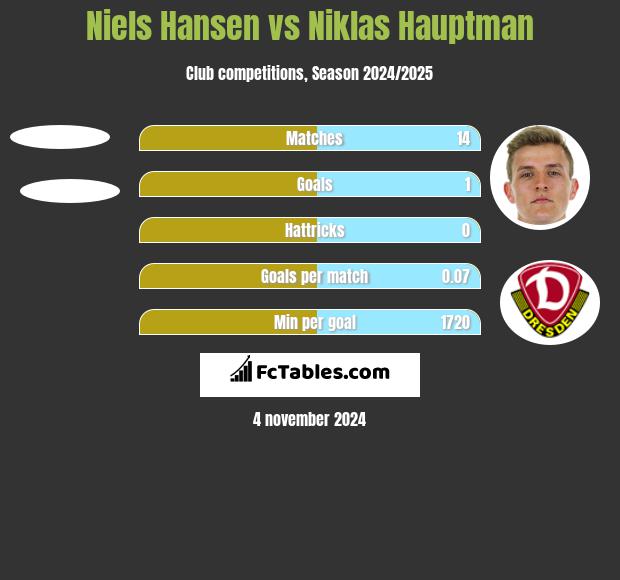 Niels Hansen vs Niklas Hauptman h2h player stats