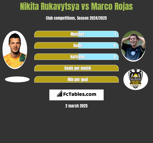 Nikita Rukavytsya vs Marco Rojas h2h player stats