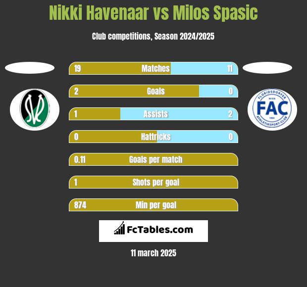 Nikki Havenaar vs Milos Spasic h2h player stats