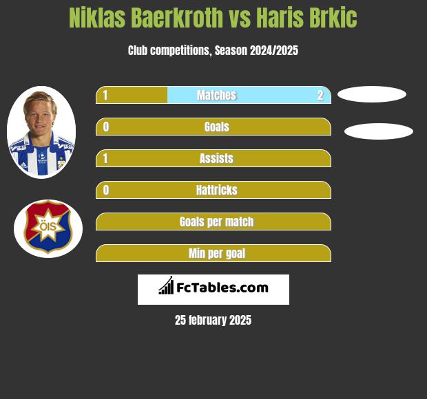 Niklas Baerkroth vs Haris Brkic h2h player stats