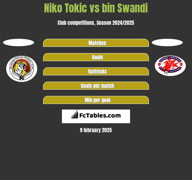 Niko Tokic vs bin Swandi h2h player stats