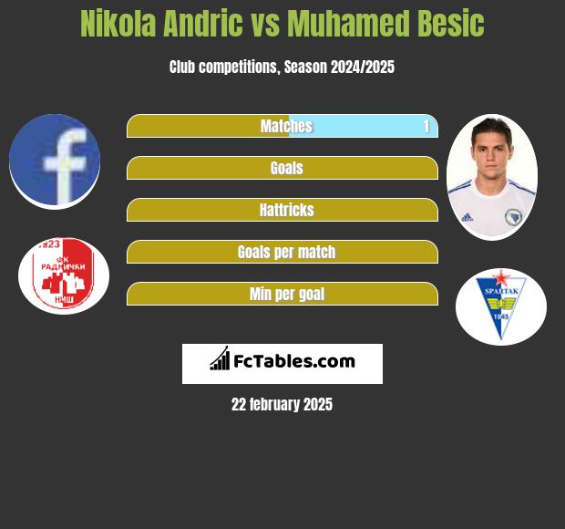 Nikola Andric vs Muhamed Besic h2h player stats