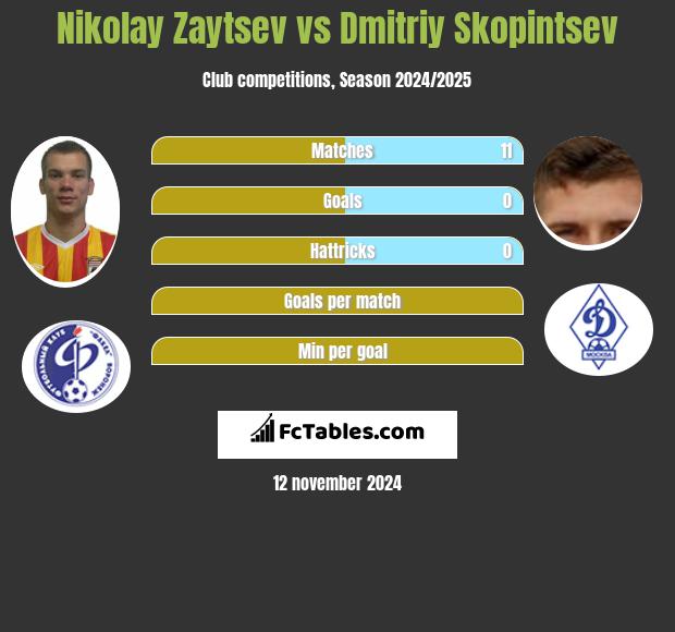 Nikolay Zaytsev vs Dmitriy Skopintsev h2h player stats