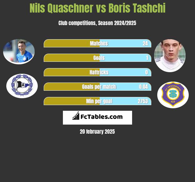 Nils Quaschner vs Boris Tashchi h2h player stats