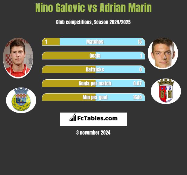 Nino Galovic vs Adrian Marin h2h player stats