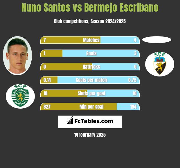 Nuno Santos vs Bermejo Escribano h2h player stats