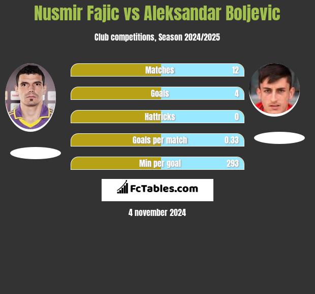 Nusmir Fajic vs Aleksandar Boljevic h2h player stats