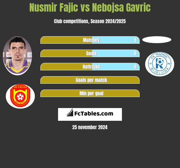 Nusmir Fajic vs Nebojsa Gavric h2h player stats