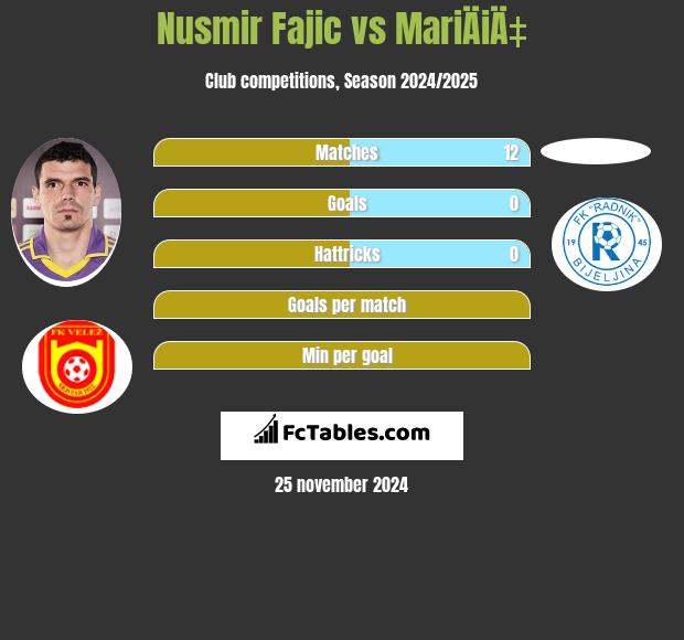 Nusmir Fajic vs MariÄiÄ‡ h2h player stats