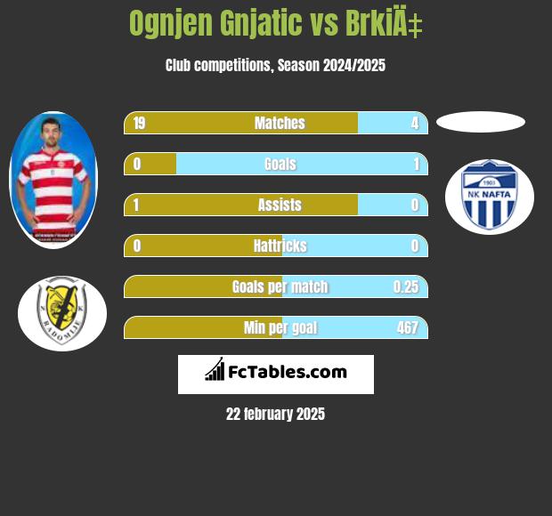 Ognjen Gnjatic vs BrkiÄ‡ h2h player stats