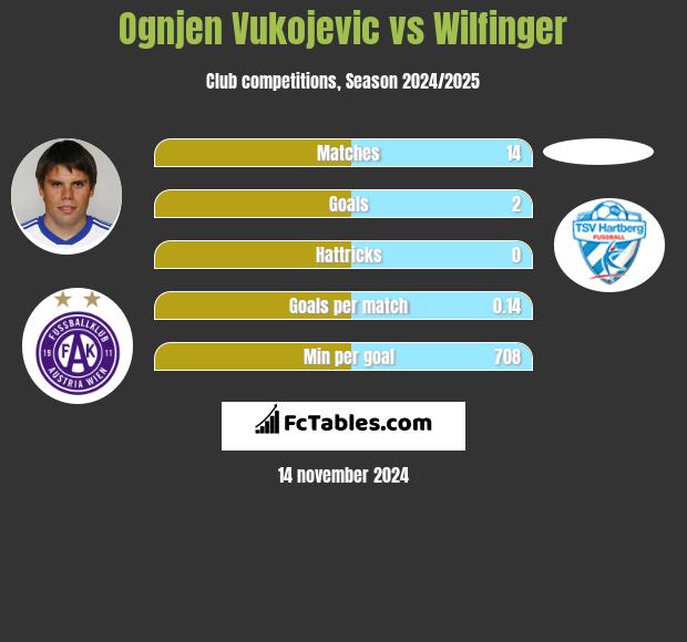 Ognjen Vukojevic vs Wilfinger h2h player stats