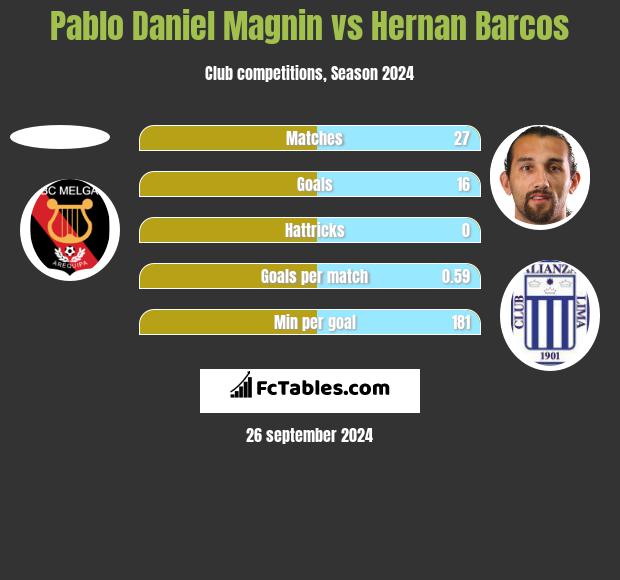 Pablo Daniel Magnin vs Hernan Barcos h2h player stats