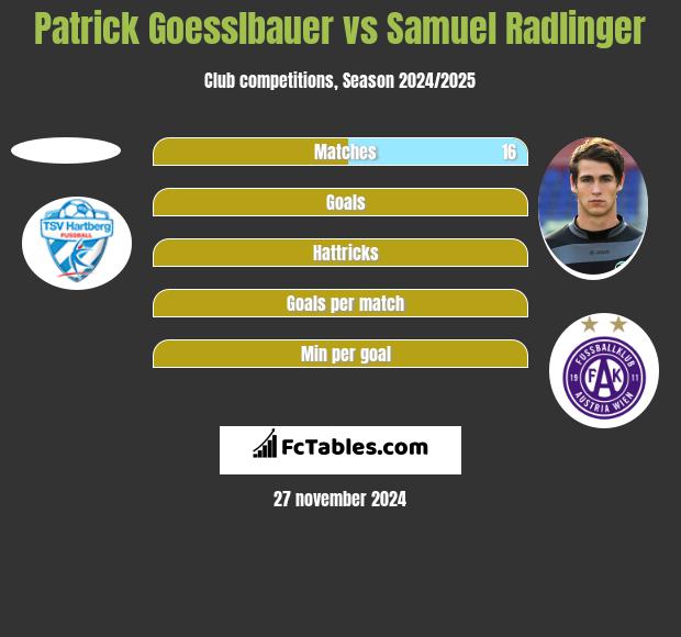 Patrick Goesslbauer vs Samuel Radlinger h2h player stats