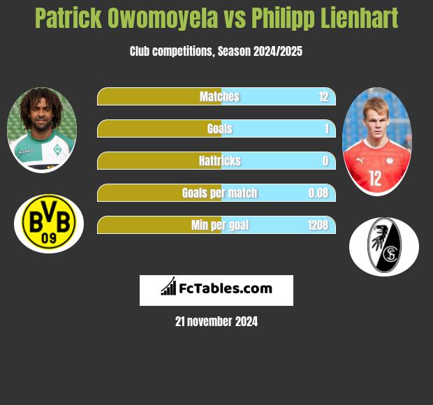 Patrick Owomoyela vs Philipp Lienhart h2h player stats