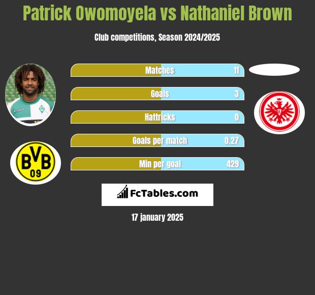 Patrick Owomoyela vs Nathaniel Brown h2h player stats