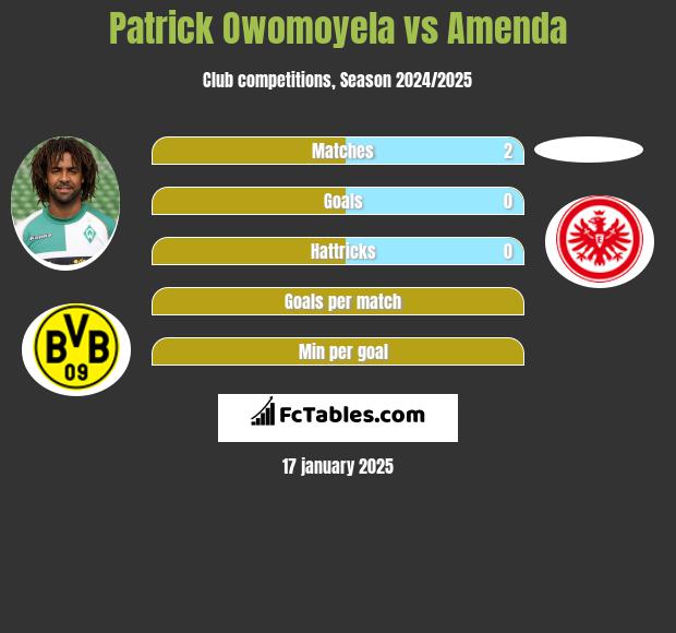 Patrick Owomoyela vs Amenda h2h player stats