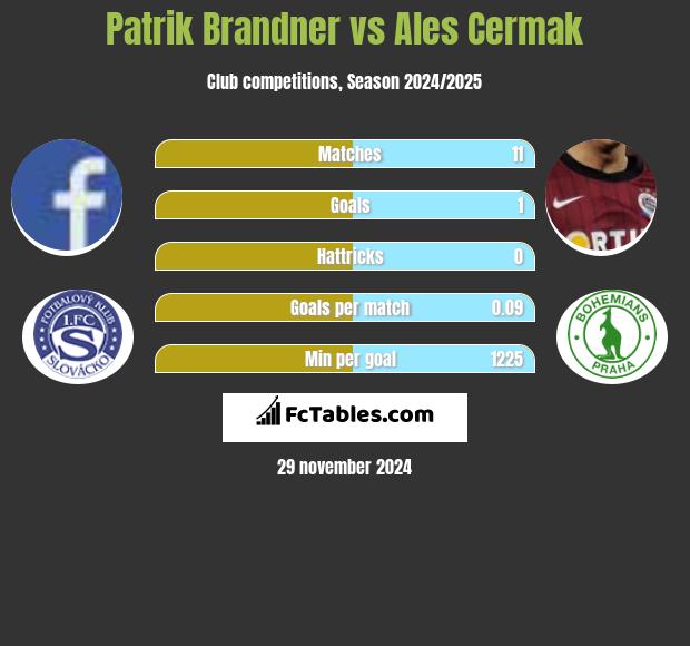 Patrik Brandner vs Ales Cermak h2h player stats