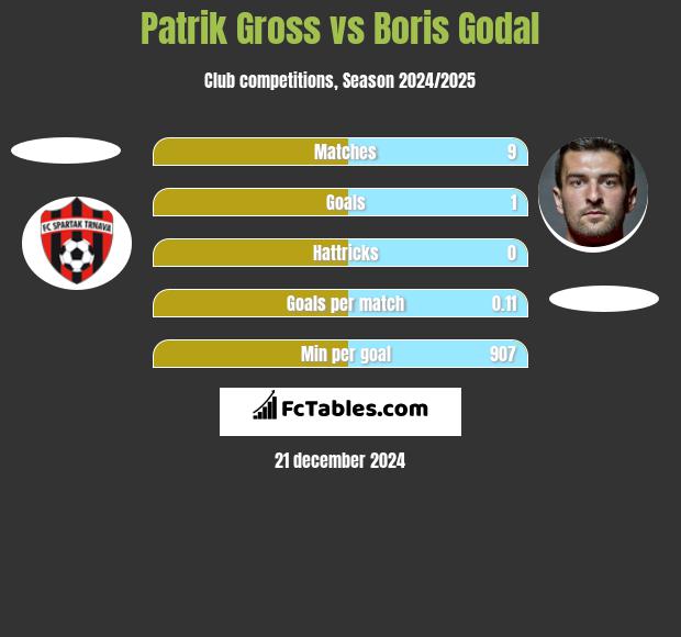 Patrik Gross vs Boris Godal h2h player stats