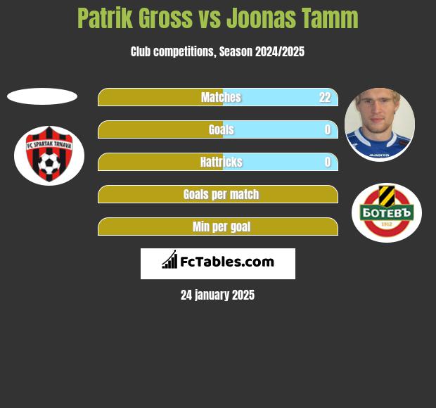 Patrik Gross vs Joonas Tamm h2h player stats