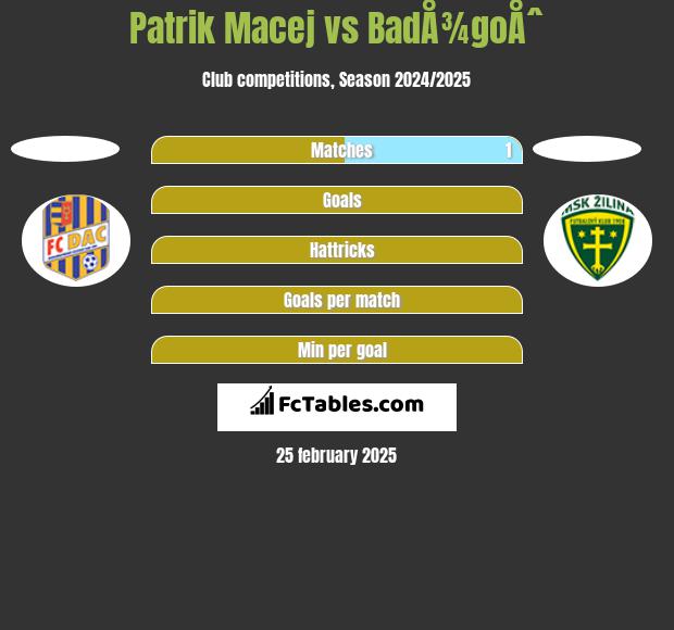 Patrik Macej vs BadÅ¾goÅˆ h2h player stats