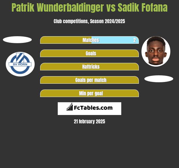 Patrik Wunderbaldinger vs Sadik Fofana h2h player stats