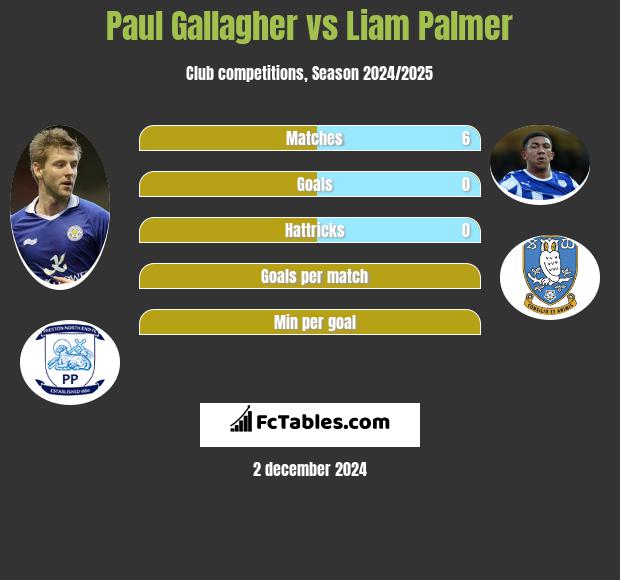 Paul Gallagher vs Liam Palmer h2h player stats