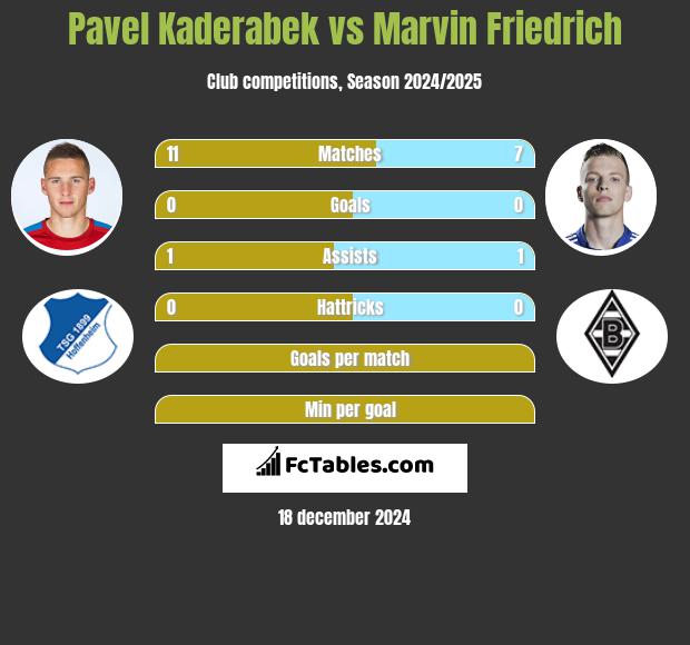 Pavel Kaderabek vs Marvin Friedrich h2h player stats