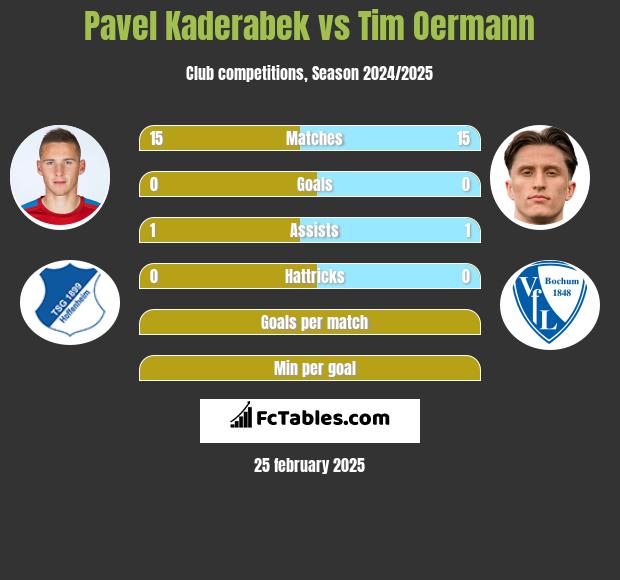 Pavel Kaderabek vs Tim Oermann h2h player stats